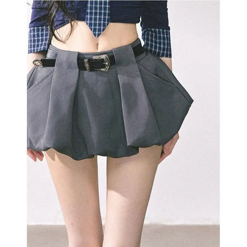 

Korean Retro Pleated Casual Bud Skirt Women with Belt 2026 Spring New Streetwear High Waist All-match Sexy A-line Skirt