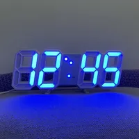 Night Digital Clock Wall Decor Mode Led Home and Decoration Clocks Hanging Watches Bedroom Room Large Interior 3D Light Garden
