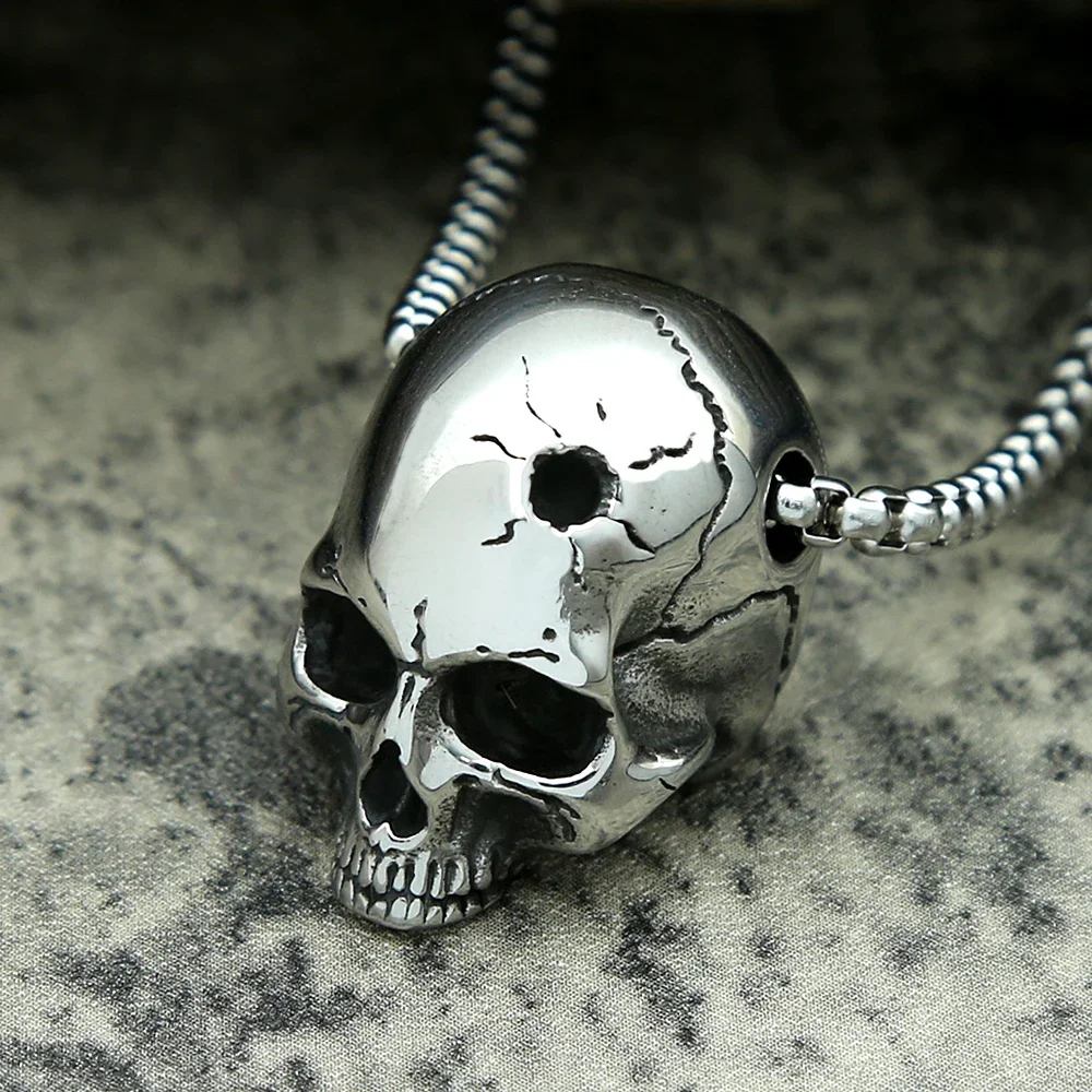 Small Size Simple Fashion Skull Necklace Stainless Steel Biker Mens Pendants Unique Punk Vintage Jewelry Gifts Dropshipping