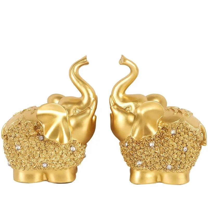 

Gold Resin Charms Animal Figurine Home Decoration Sculpture Elephant Model Living Room Decor Modern Office Desk Fengshui Decor