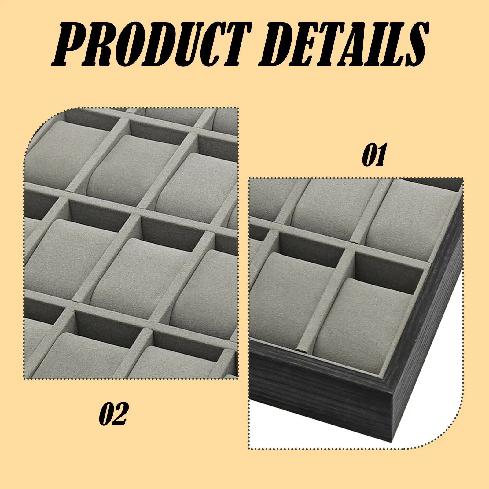 木製時計ディスプレイケース 24グリッド付き 男性用 女性用 プロフェッショナル ベルベット裏地付き