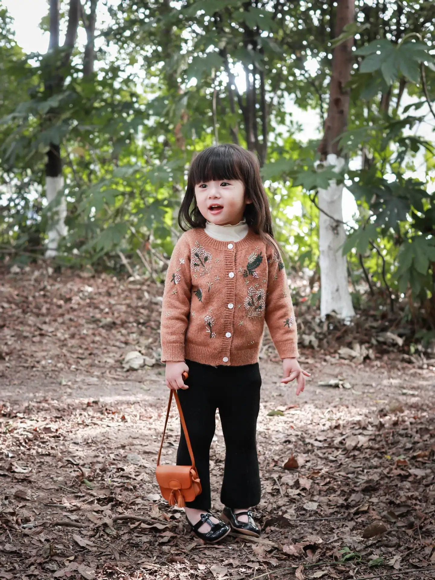 Spring Autumn Heavy Handmade 3D Embroidery Girls Knit Cardigan Sweater Coat, Ins Style Toddler Girls Crew Neck Knit Outerwear