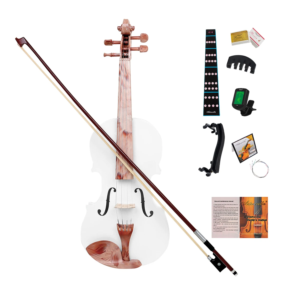 

Полноразмерный комплект для скрипки 4/4 — полный набор с жестким футляром, смычком, тюнером, канифолью и дополнительными струнами для взрослых начинающих студентов