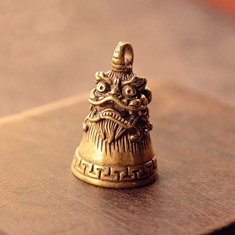 Brass Monster Statue Bell Vintage Style Hand Call Bell Crafts Feng Shui Ornaments Home Decor Lucky Amulets Gifts