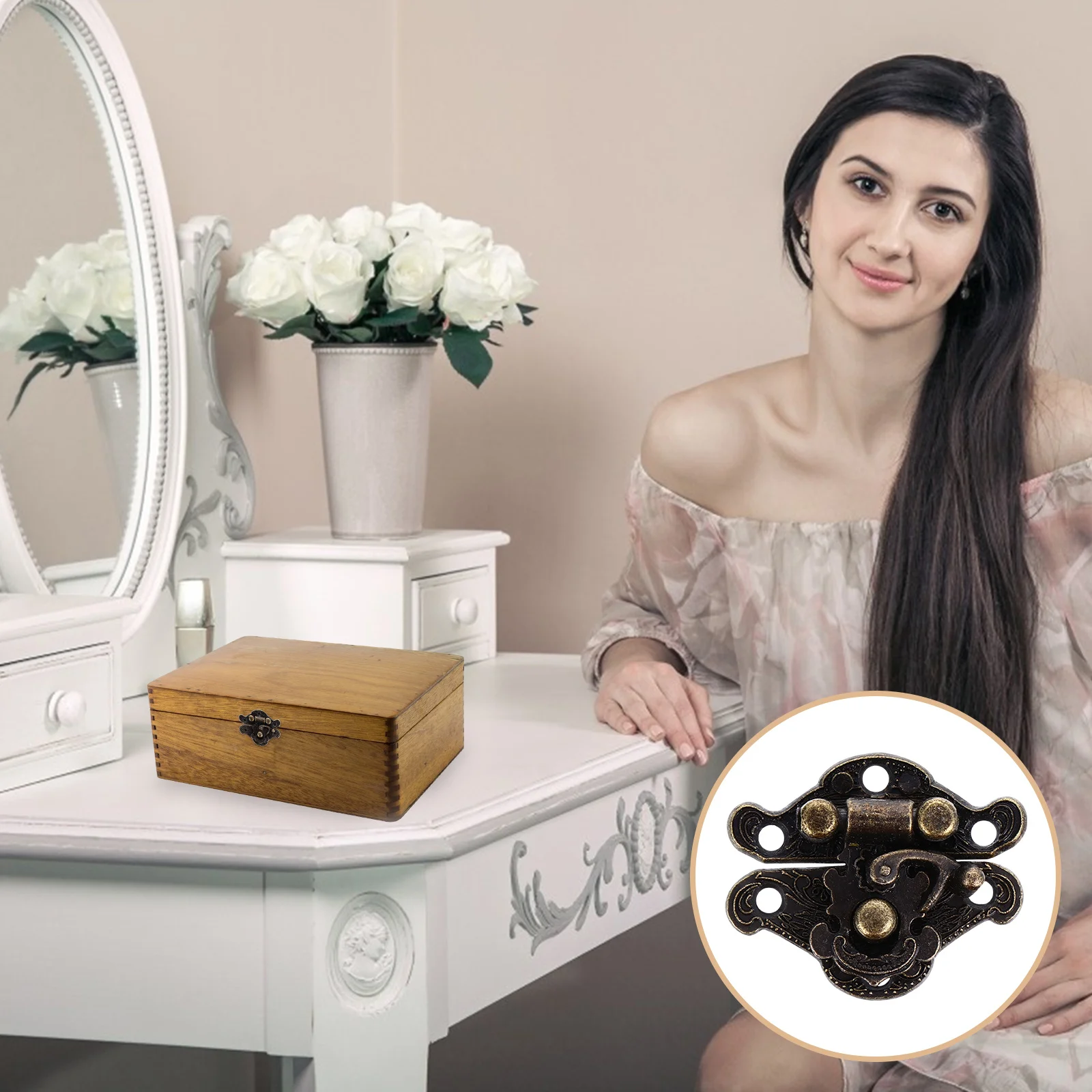 

20Pcs Wooden Box Buckle Design Vintage Hasp Latch for Jewelry Cabinet Storage Decorative Clasp Jewelry Box Clasp