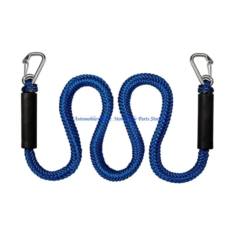 H7BD Mooring Rope for Boats with Two Clips and Floating Sleeves, Braided Dock Line for Tie-Up at Docks and Shore Posts