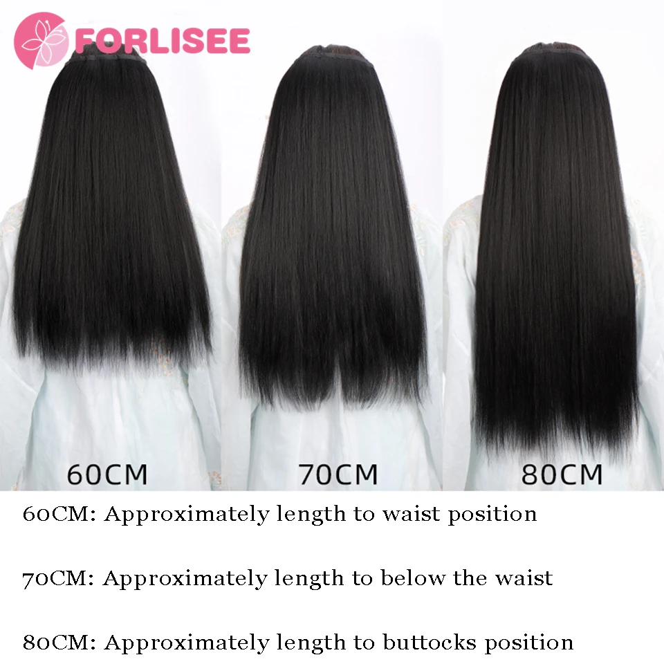 FORLISEE-Perruque Synthétique Longue et Lisse, Extension de Cheveux Non Noués, Style Prairie, 1 Pièce