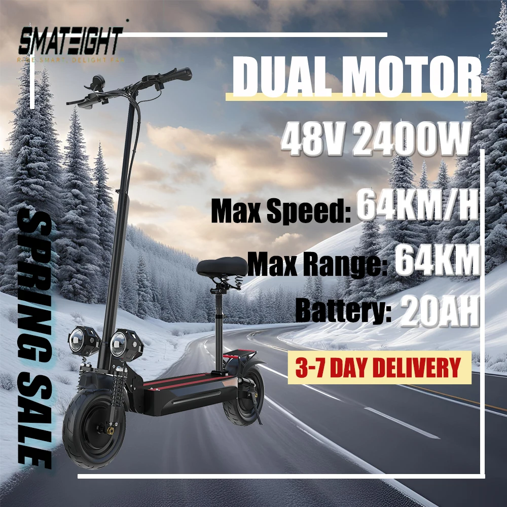 

Electric Scooter X500 for Adults 48V 2400W Foldable Urban E-Scooter with LCD Display 10 Inch Street Tire and Dual Disc Brakes