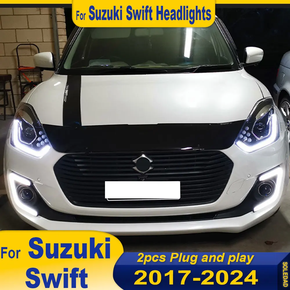 سيارة LED المصابيح الأمامية لسوزوكي سويفت 2018 2019 2020 2021 2022 2023 2024 تعديل الجبهة DRL العنبر بدوره أضواء الإشارة الملحقات
