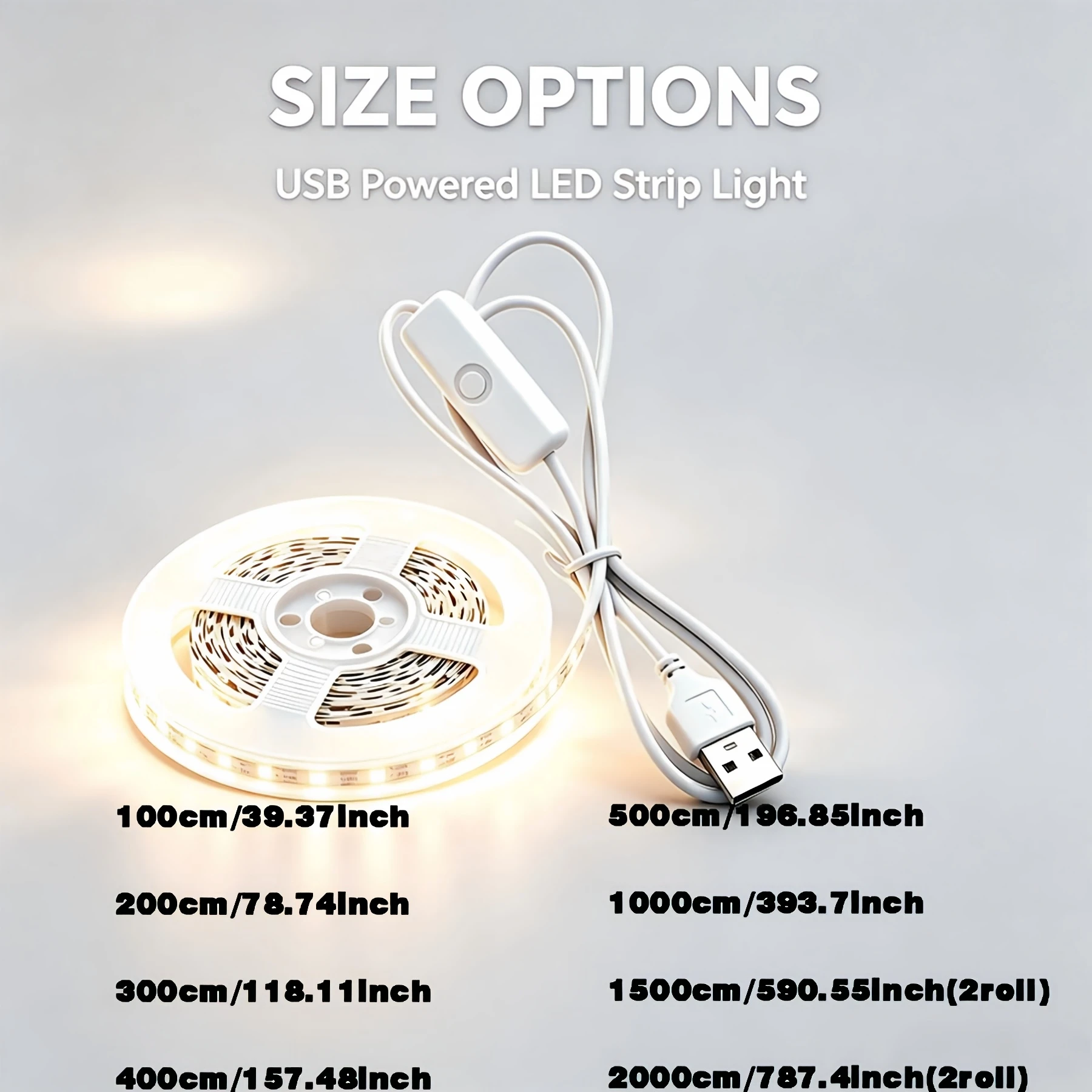 Indoor LED light, USB powered. Available in warm/cool modes, easy to install. Suitable for cabinets, bedrooms, entryways, etc.