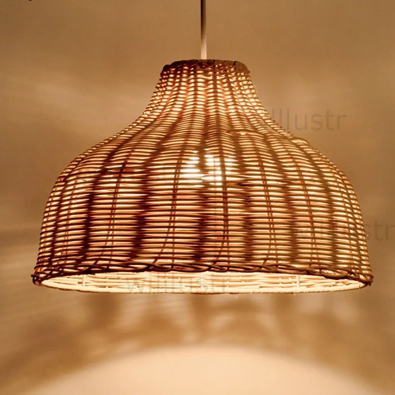 

Hand Knitted Wicker Pendant Light Handmade Suspension Lamp Nature Material Home Dining Room Bar Hotel Hanging Ceiling Chandelier