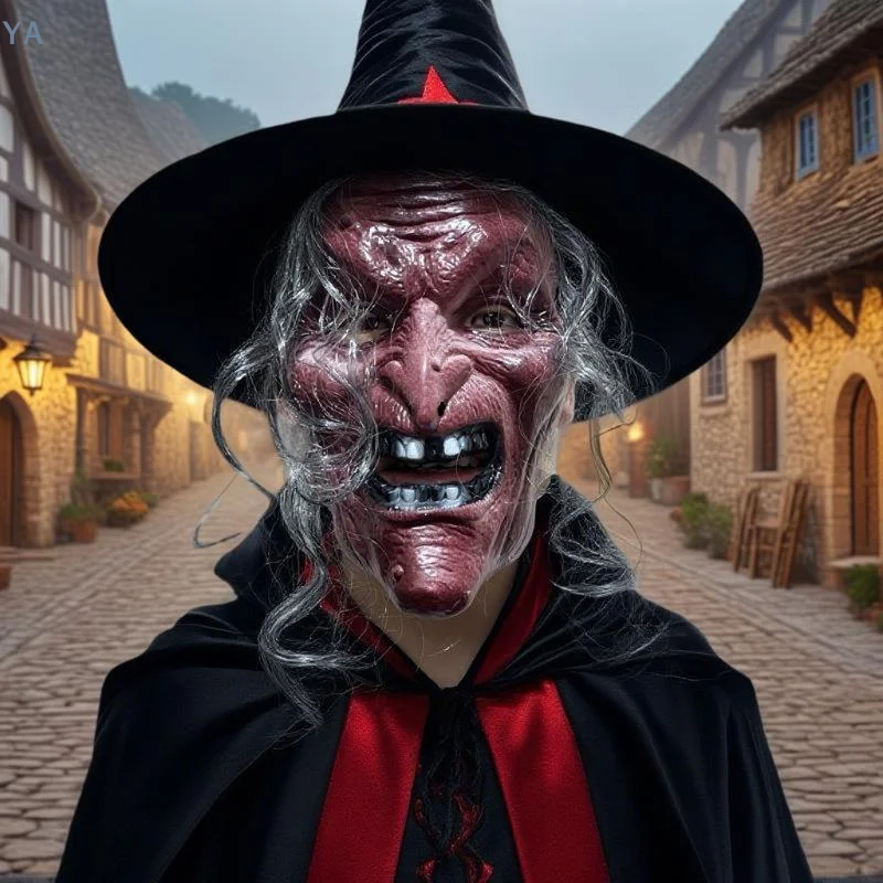 【SA】Halloween Witch Face Mask Scream Terror Sorceress Face Headcovers Horror Party Halloween Cosplay Props