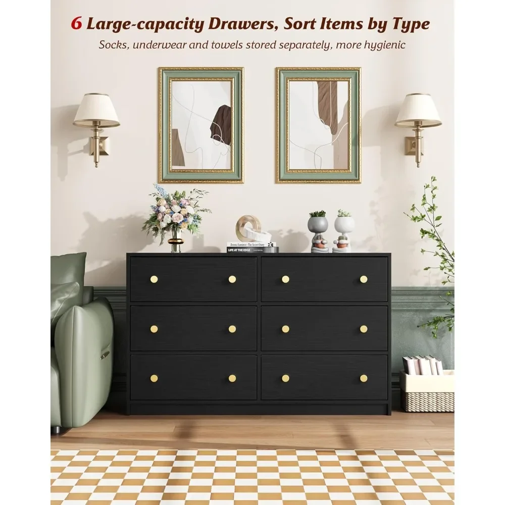 6 Drawers Dresser for Bedroom, Fabric Storage Tower, Dresser & Chest of Drawers Organizer，Storage Cabinet, Hallway, Closets