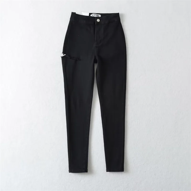 American Sle High Waist Slim Fit Jeans Sexy Cut High Elastici Lengthening And Thinming Versatile Trendy Deep Color