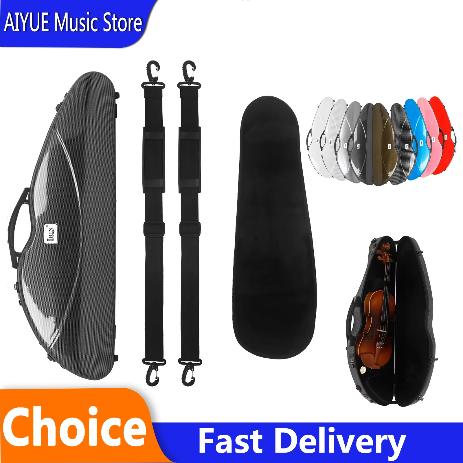 IRIN Violine Fall 4/4 Carbon Faser Violine Box Hohe Qualität Leichte Robuste Verbund Material Doppel Schulter Gurt Tasche