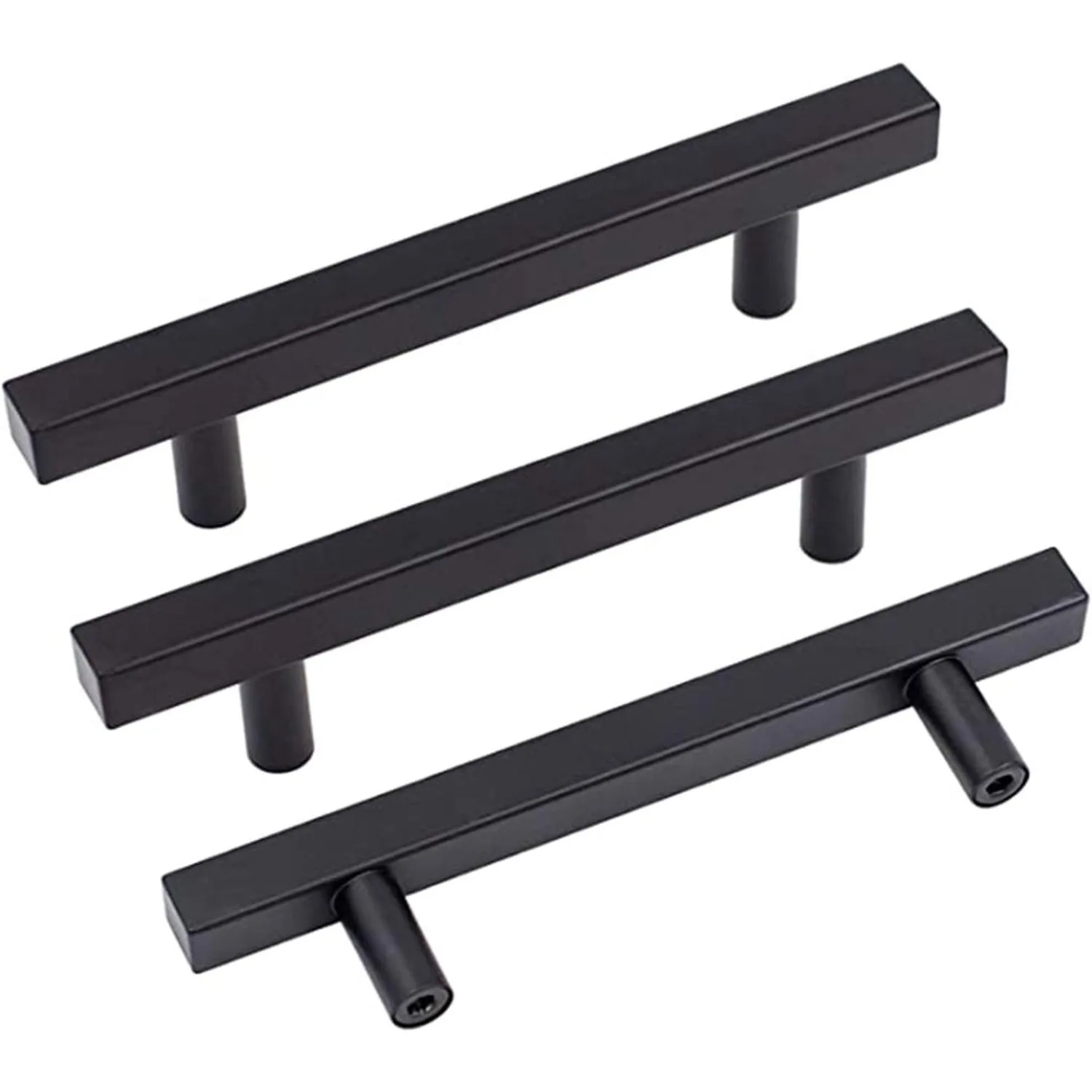 5 pack Cabinet Pulls Black Modern Square T Bar Diamter Kitchen Bathroom Cupboard Chest Drawer Handles And Knobs Hardware
