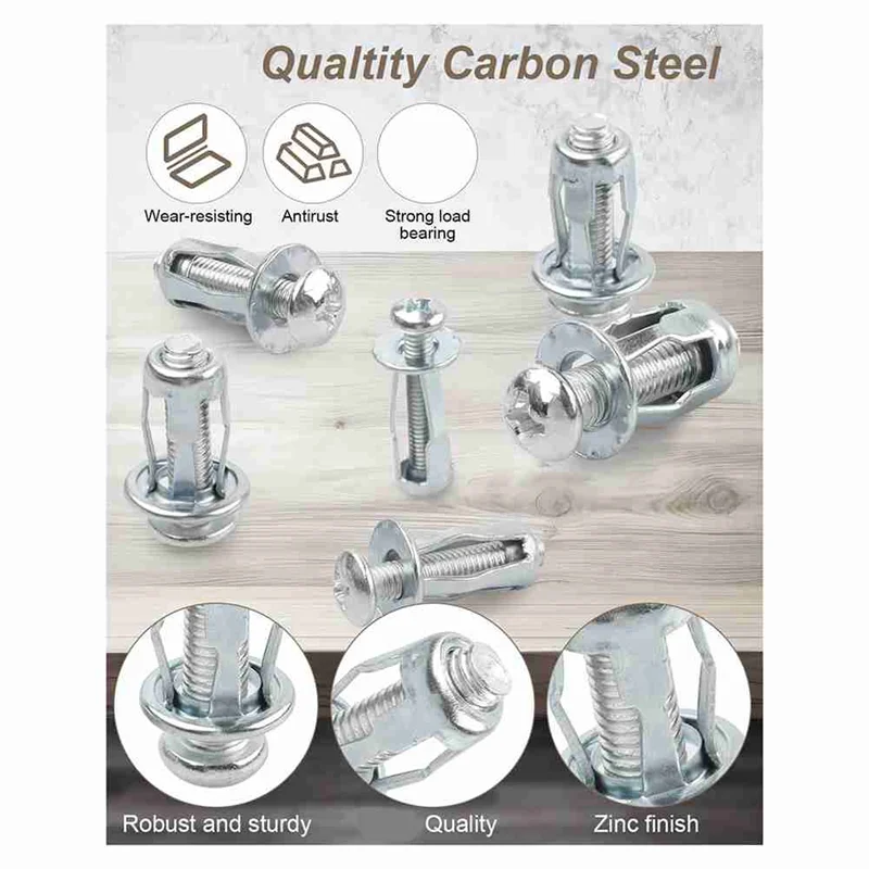 A26I-40 Stuks Expansieschroef Bloemblaadje Moer, M4 M5 M6 M8 Jack Noten, bloemblaadje Vorm Metalen Moer Voor Holle Muur Ijzeren Huid Gipsplaat
