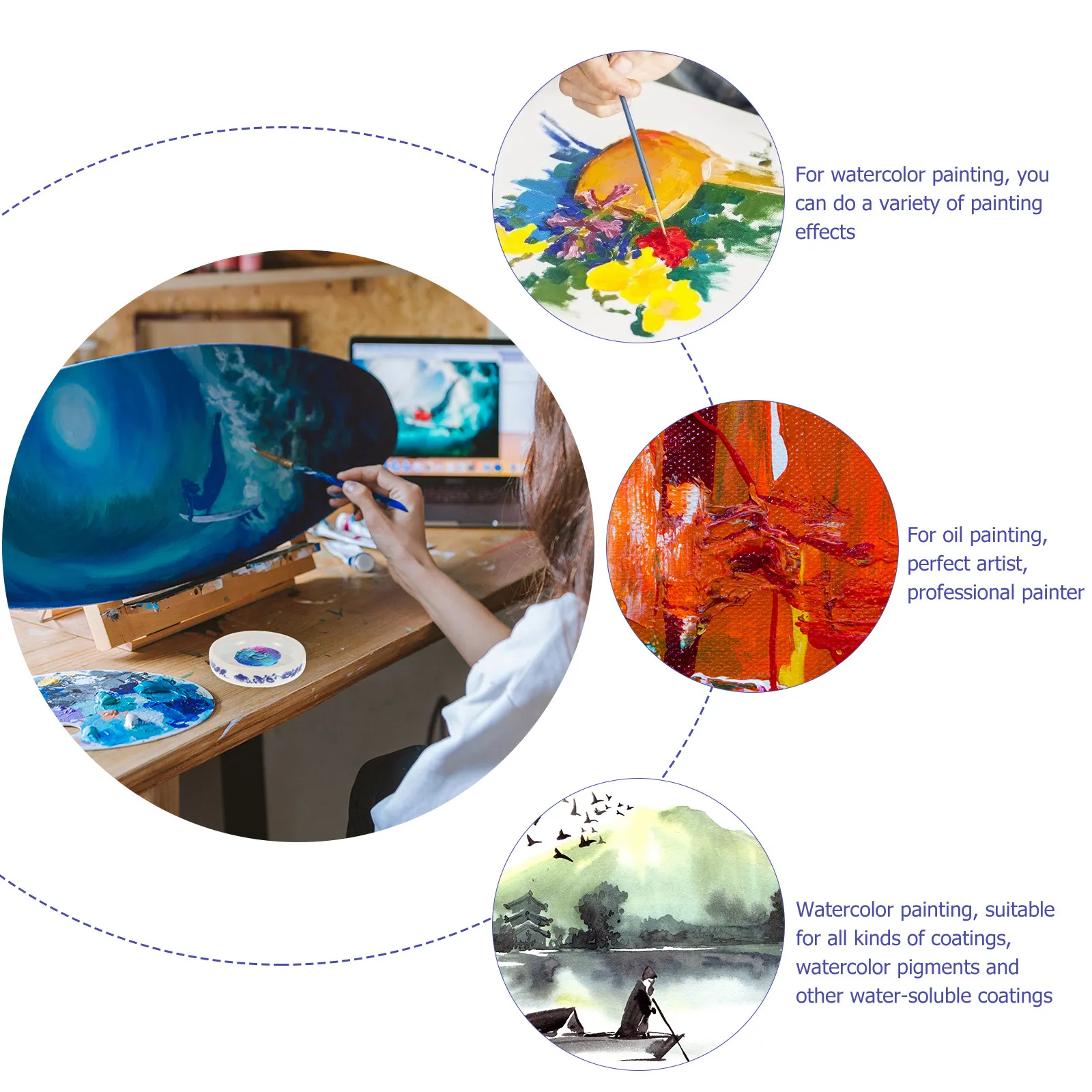 

Набор из 5-слойной керамической палитры для смешивания красок синего и белого цветов, премиум-класса, для акварели, чернил, пигментов, художественный инструмент для художников