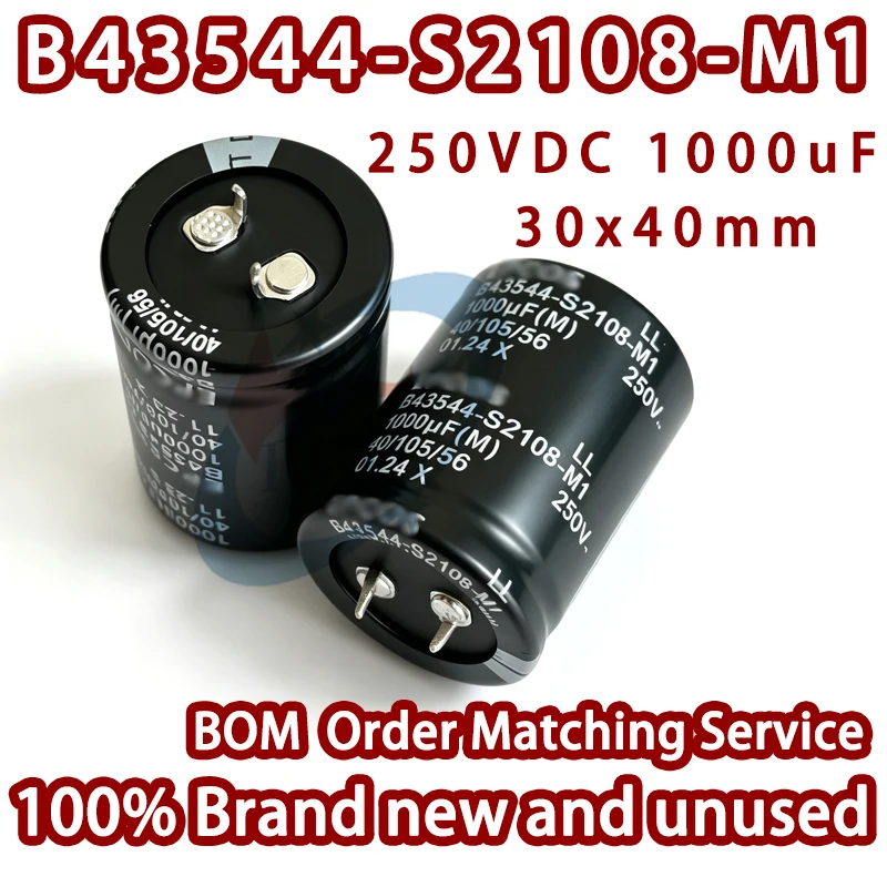 100% Brand New Import-EPCOS B43544-S2108-M1 250VDC 1000uF 30x40mm 2Pin Snap-in Aluminum Electrolytic Capacitor 105℃