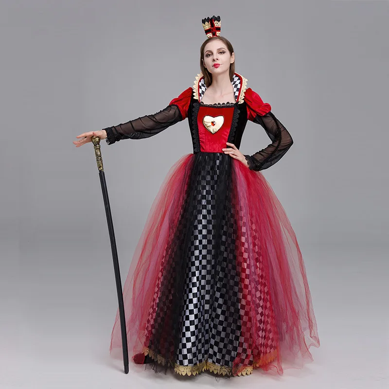 

2025 New Heart Queen Alice in Wonderland Red Queen loween Costume Performance Clothes Chinese Production Ladies Set