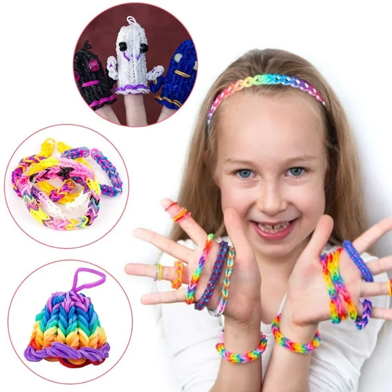 カラフルな輪ゴムセット DIY ゴムバンドキット DIY ブレスレット ネックレス用