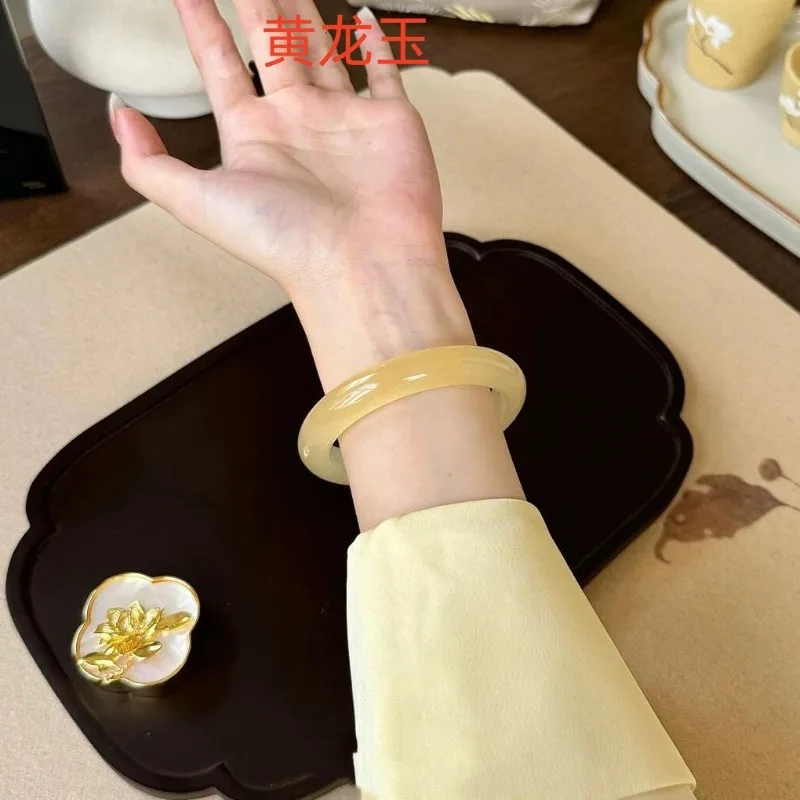 

Ice Seed Yellow Dragon Jade Bracelet Noble temperament,fashionable and versatile jade bracelet bangle bangles for women