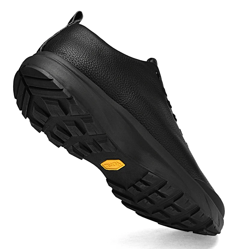 New Men's Black Casual Lace-Up Work Shoes Waterproof And Breathable Outdoor Sports Shoes Thick-Soled Anti-Slip Travel Shoes