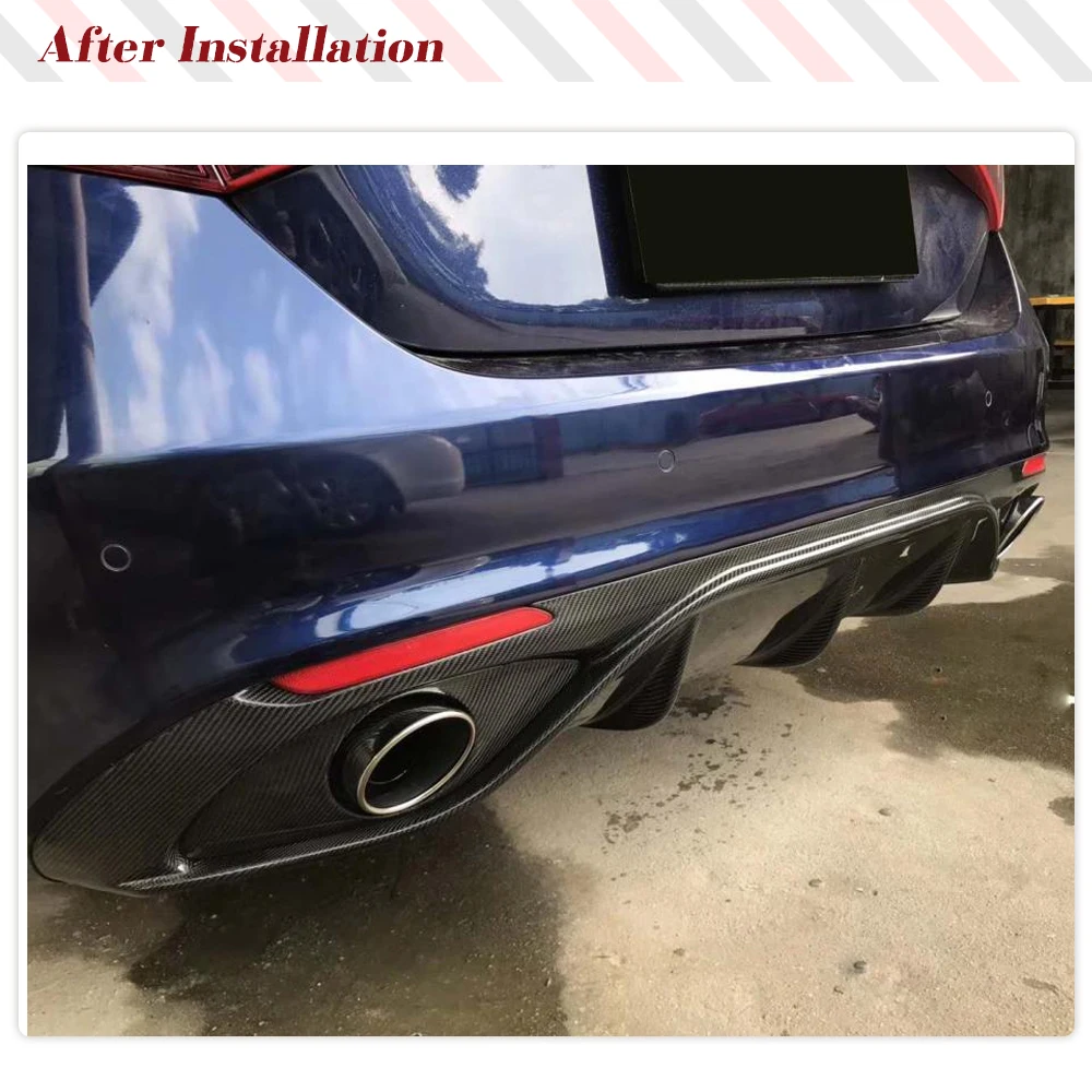 Car Rear Diffuser for Alfa Romeo Giulia TI Sport /Base Standard Sedan 2015-2020 Carbon Fiber Lower Bumper Lip Spoiler Body Kits