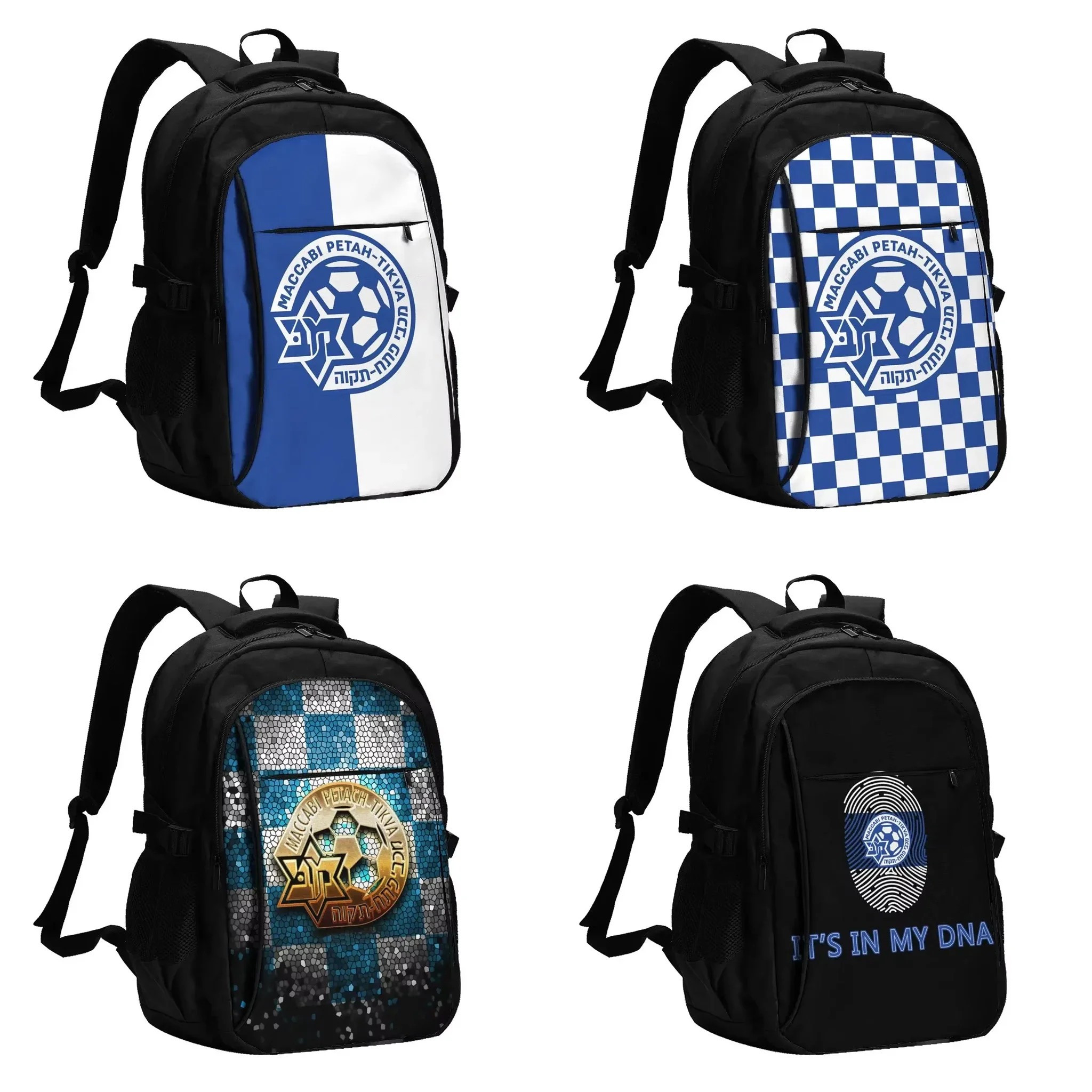 

Maccabi Petah Tikva дорожный рюкзак для ноутбука, деловой водонепроницаемый рюкзак с USB-портом для зарядки, студенческая сумка для мужчин и женщин