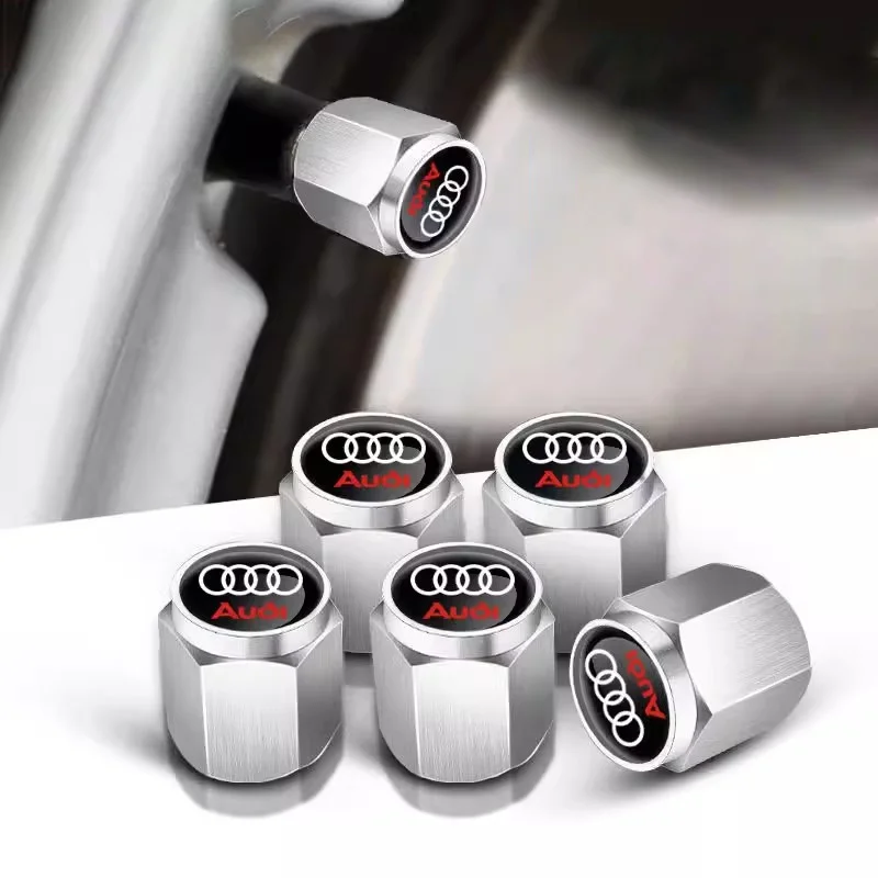 5PCS Car Wheel Tire Valve Cap Tyre Stem Cover Auto Accessory For Audi A3 A4 B5 B6 A3 8P 8V 8L A5 A6 C6 C5 A1 A7 A8 Q2 Q3 TT RS3