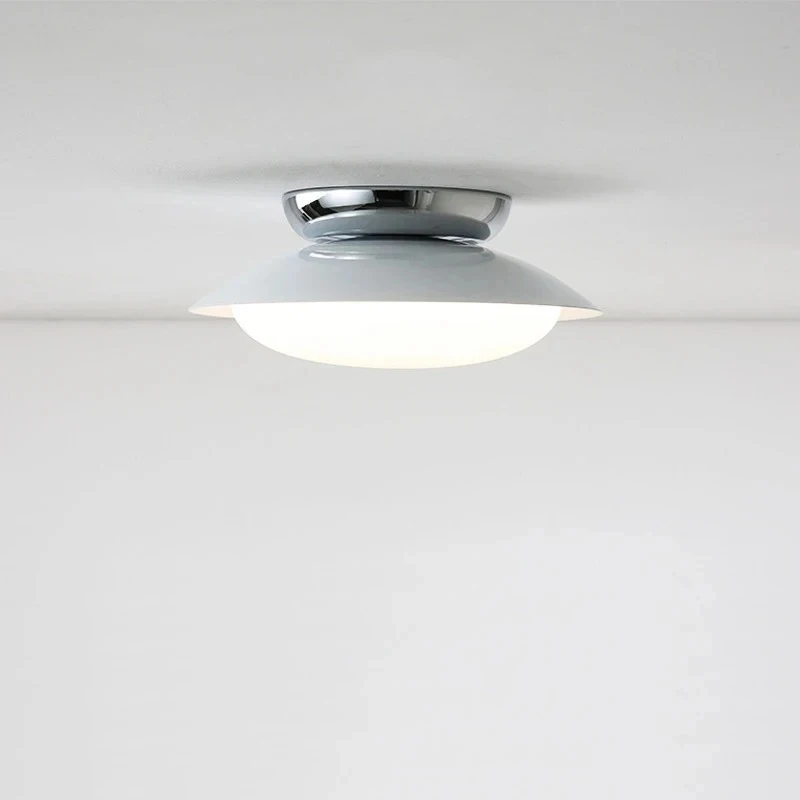 Nordic Green Flush Mount Ceiling Light Semi Mount LED Lamp Milky Glass Shade Home Decor Soft Diffused Light