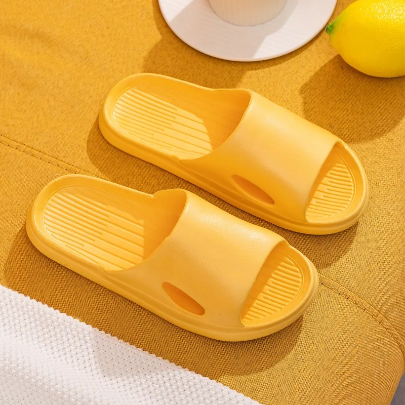 Women's PU Square Head Flat Casual Hollow Out Bottom Home Slippers EVA Sweet Lightweight Breathable Flat Bath Slippers Shoes
