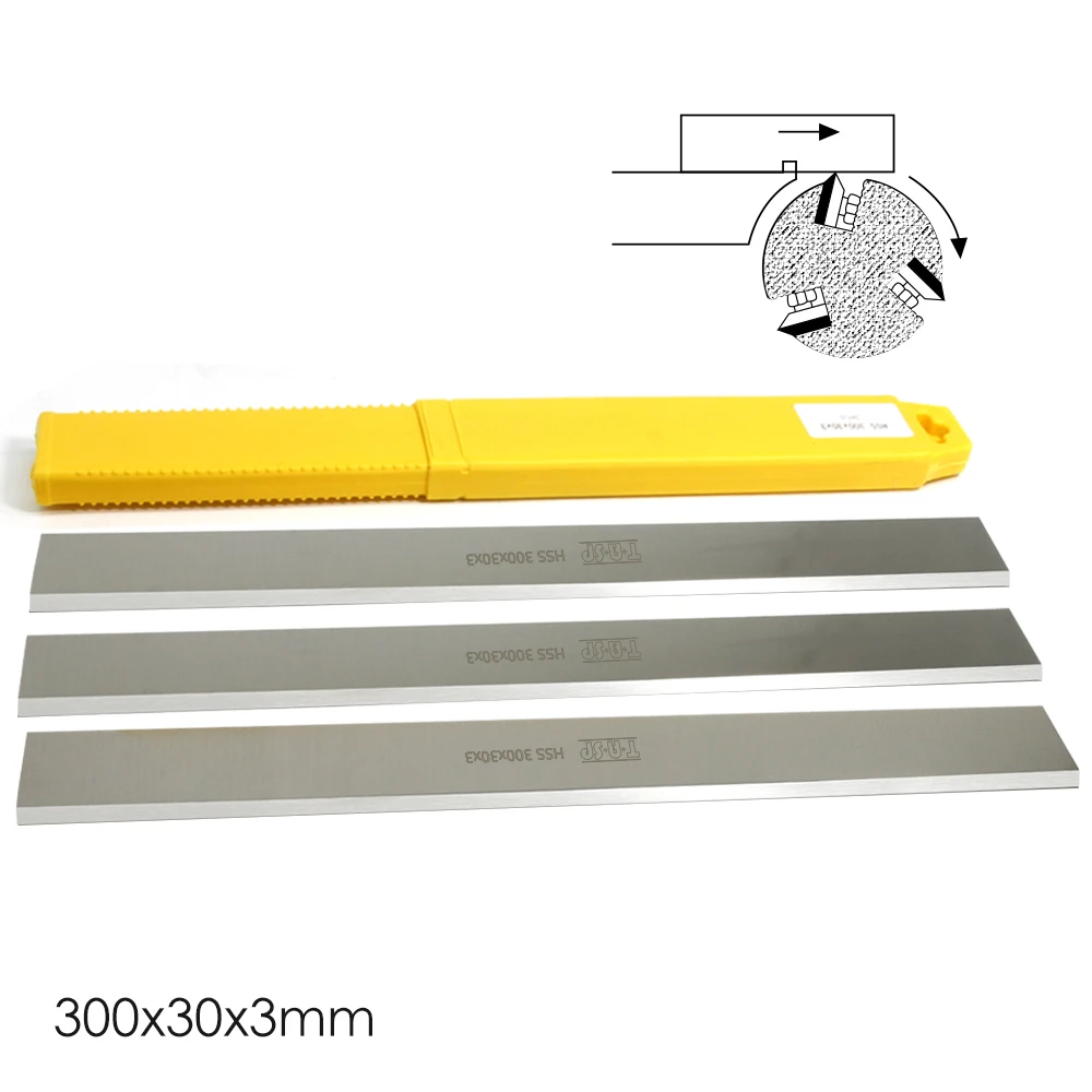 HSS 3pcs 300mm Resharpenable Thickness Planer Blades Set Jointer Knives 300 x 30 x 3 mm Woodworking Power Tool Accessories