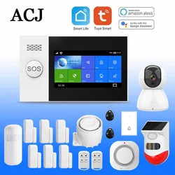 PG-107 Tuya Wireless WIFI GSM Home Burglar Alarm System IP Camera PIR Motion Sensor Door Sensor Security Alarm Kit APP Control