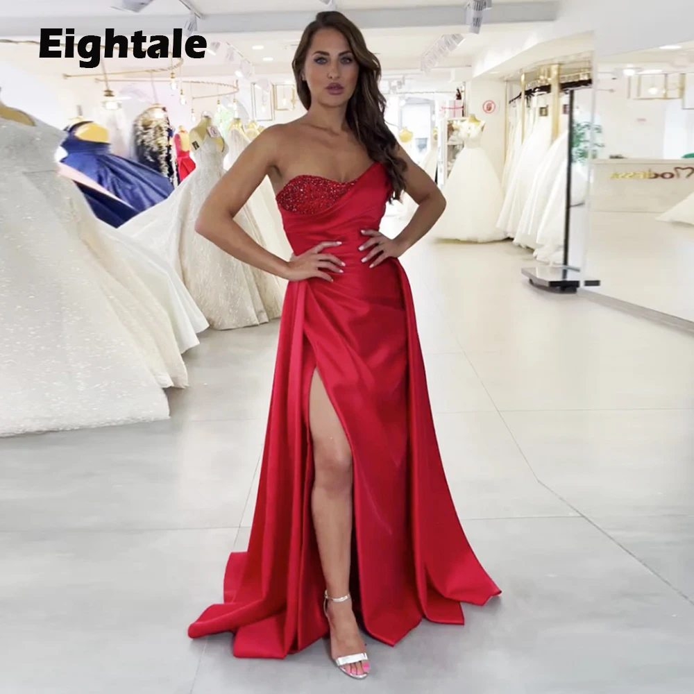 Robe de soirée en Satin pour mariage, tenue de soirée de standing, avec fente latérale