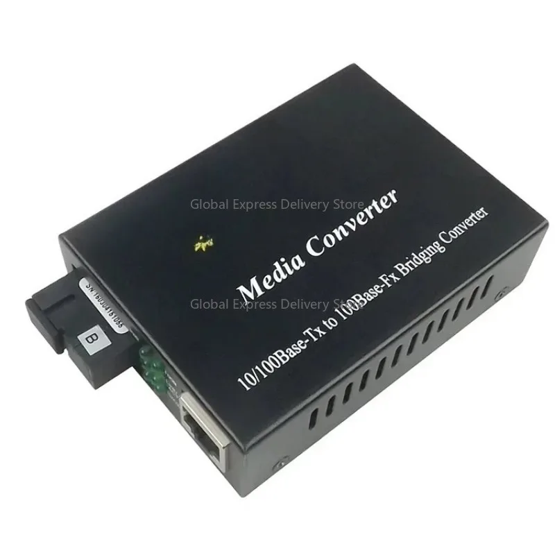 20km 10/100M Adaptive Ethernet Fiber Media Converter 1310/1550nm Disdance External Power Supply for Network Communication