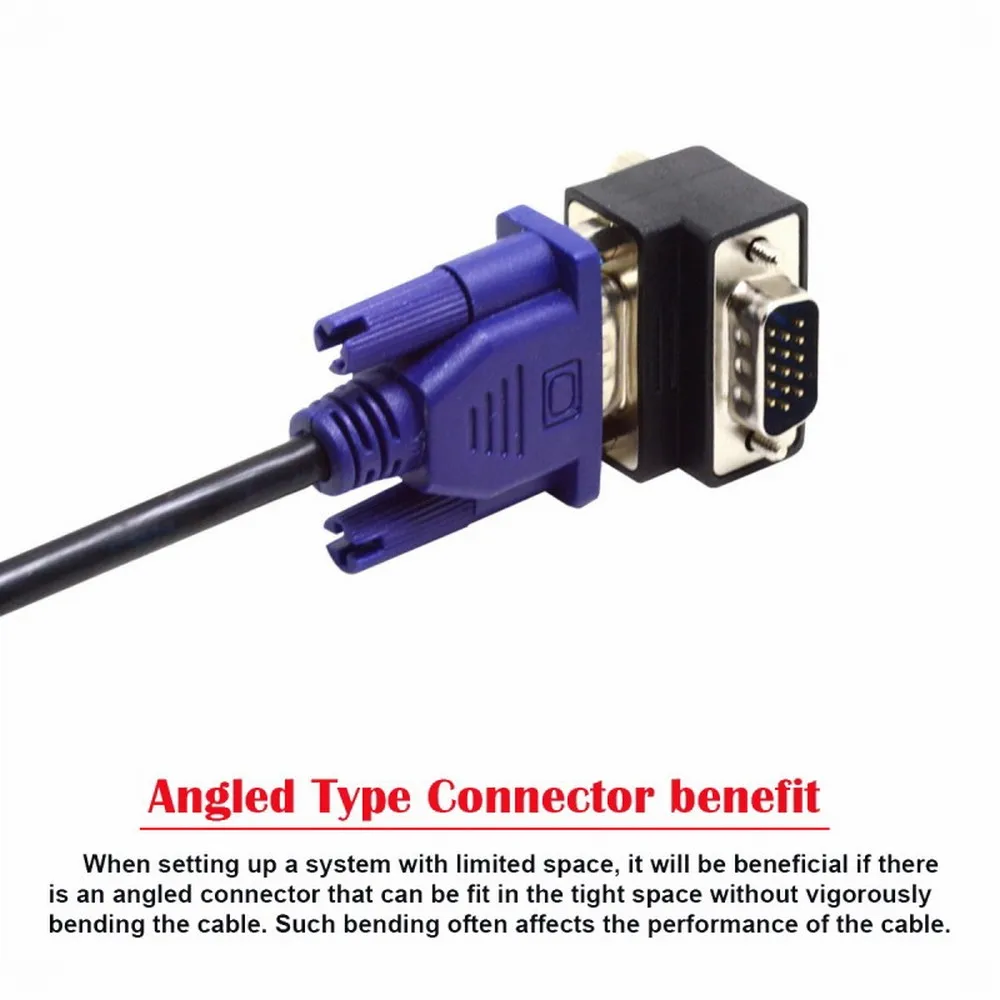 90 Grad VGA-Stecker männlich zu weiblich HD-Erweiterungs adapter HD-Computer Projektor Monitor Video konverter