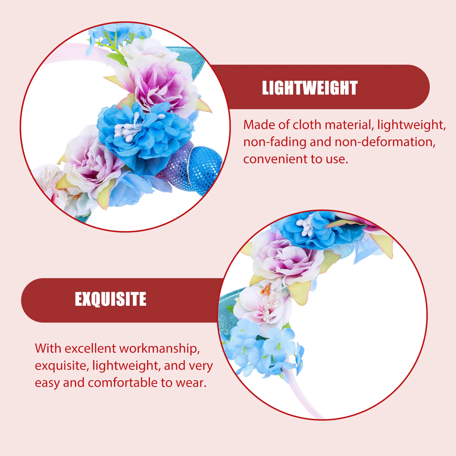 

Cute Unicorn Headband Flower Ears Hair Band Party Favor For Girls Lightweight Comfortable Non-Fading Unique Design Lovely