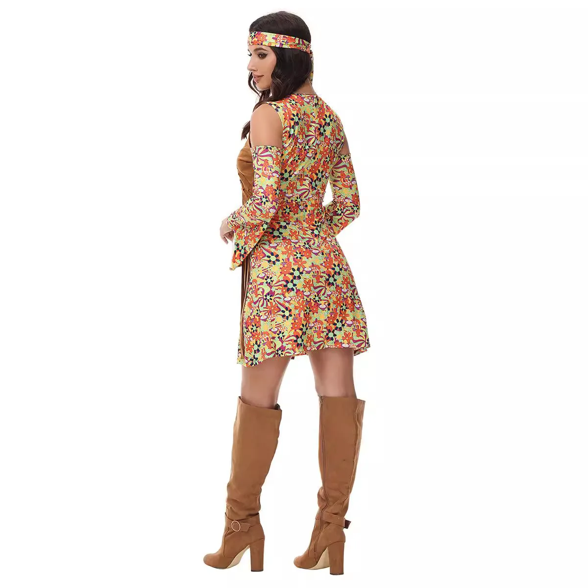 Morph Costumes Hippie Dress Women 70s Costume Adult Halloween Outfit Retro Boho Style Festival Attire