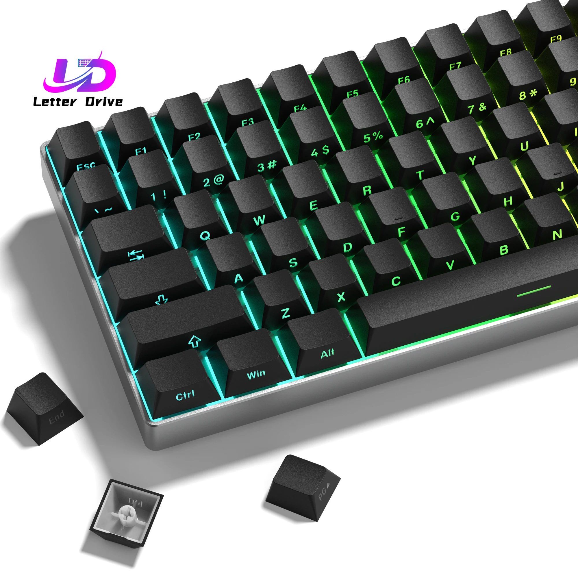 134+ Keys Black PBT Keycap Backlit Side Print Double Shot OEM/Cherry Profile Key caps for MX Switches Mechanical Gaming Keyboard
