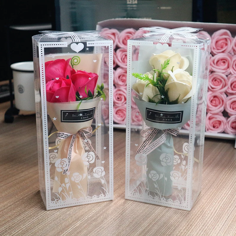 

5pcs Bouquet Artificial Soap Flower Gift Box Wedding Favor Gifts For Guests Fake Flower Bouquet Baby Shower Birthday Party Gift