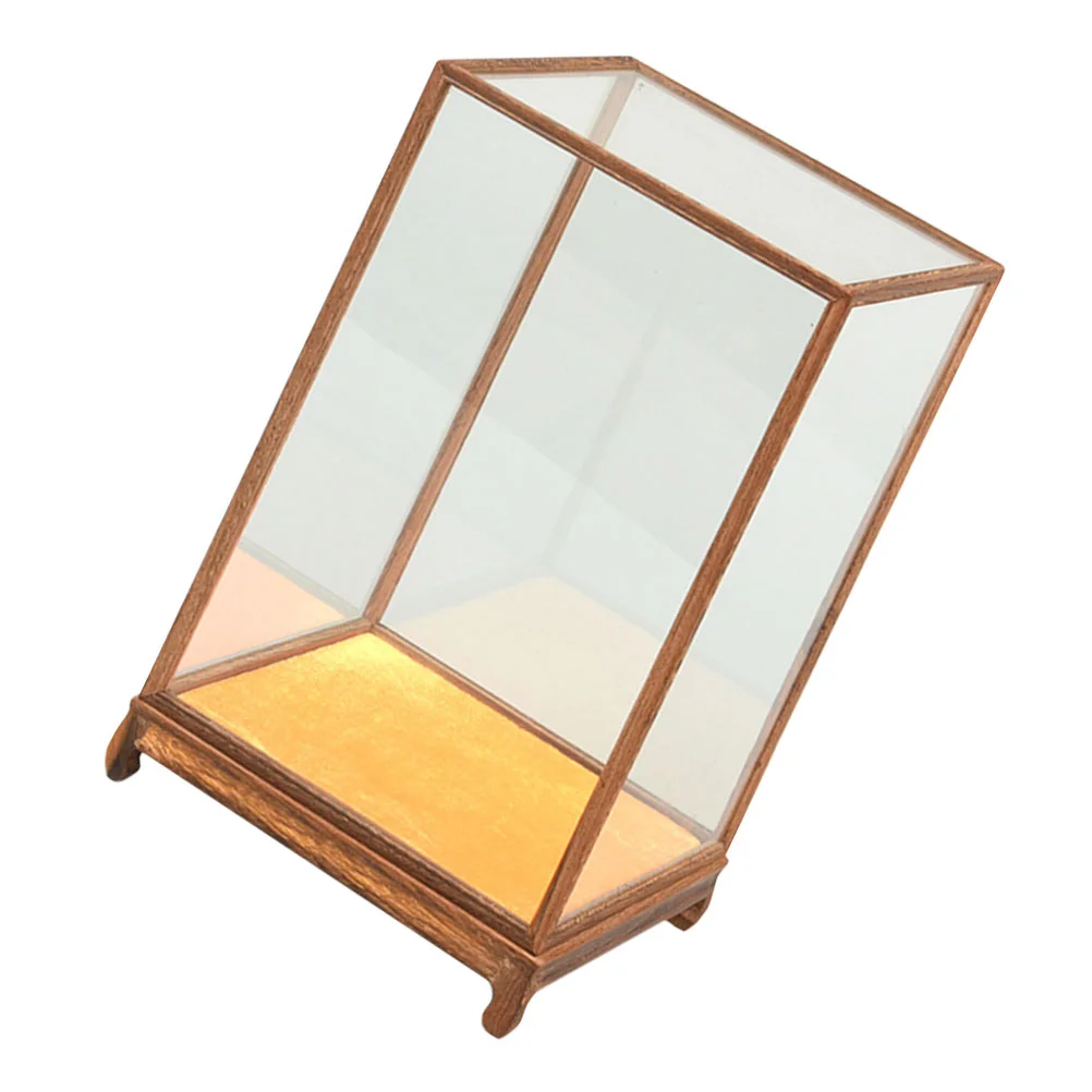 Wood Carving Glass Cover Countertop Display Case Toy Models Transparent Show Supply Multi-function Figurine Showcase