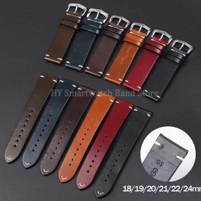 18mm 19mm 20mm 21mm 22mm 24mm cinturino orologio in pelle per Seiko per Rolex cinturino da polso retrò pelle di vitello accessori braccialetto universale
