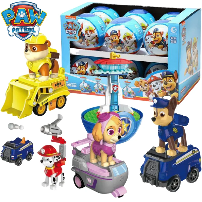 Original Paw Patrol Egg Pull Back Car Series Vehicle Car Ryder Tracker Everest Chase Rex Skye Rocky Marshall Action Gift Toy