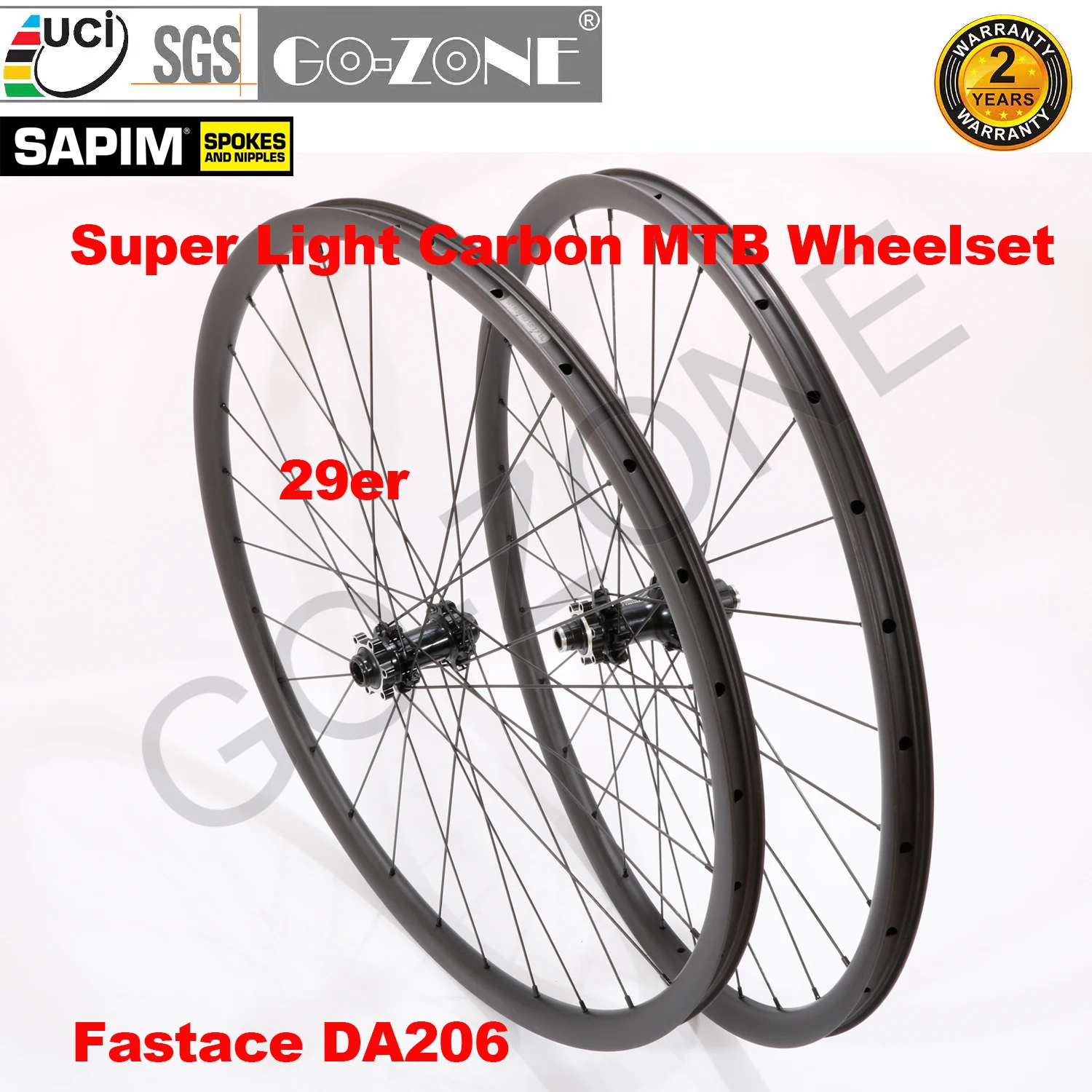 

Tubeless Carbon 29er MTB Wheels Strong And Sturdy Ultra Light Fastace DA206 Sapim Thru Axle / Quick Release MTB Bicycle Wheelset