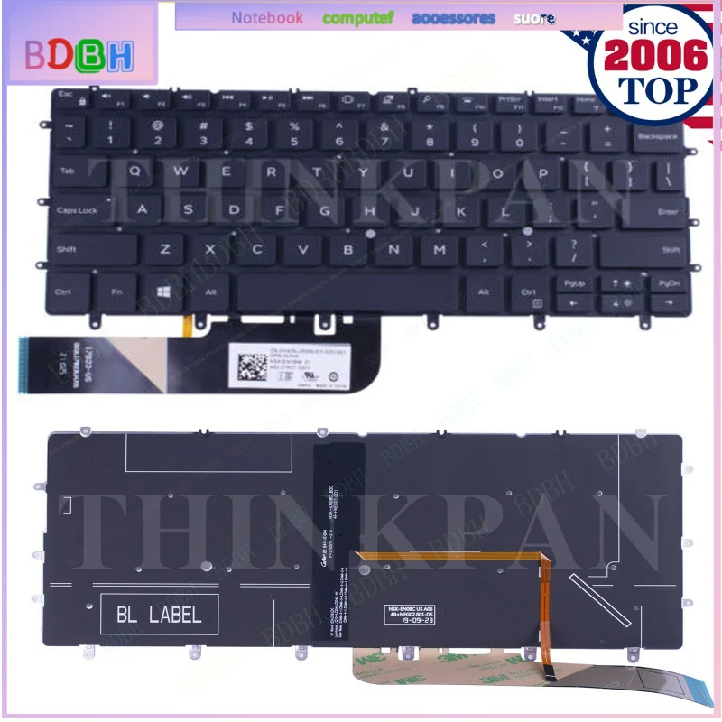 US Keyboard for For Dell XPS 13 9370 13 9380 13 7390 US with Backlit 03CM18