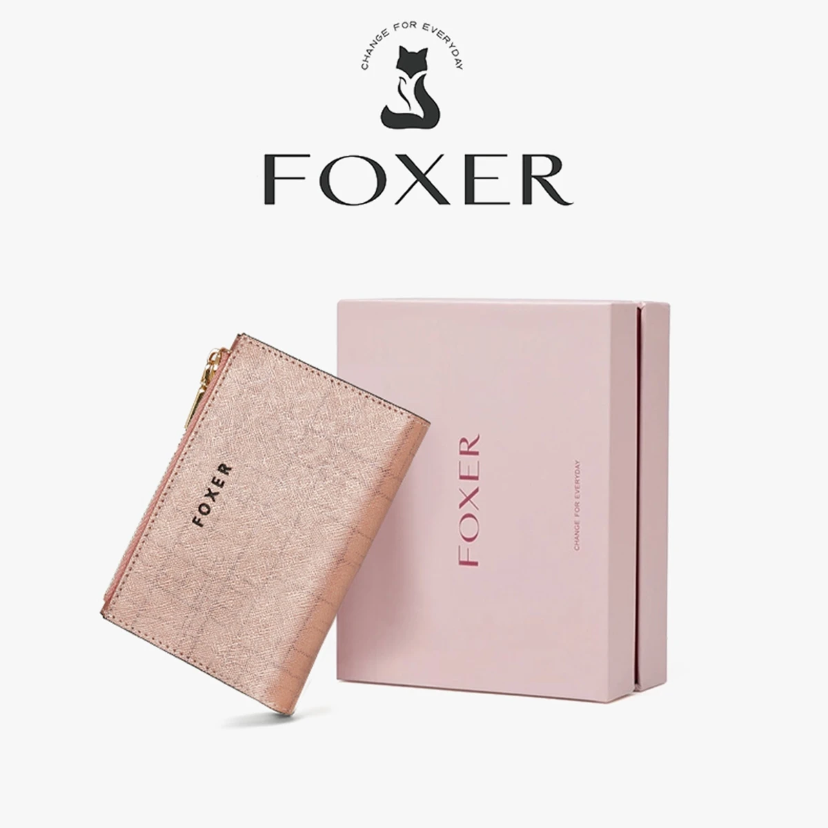FOXER Brand Women's Short Wallet Split Leather Money Bag Female Hasp Purse Small Coin Card Holders Clutch Best Gift for Women