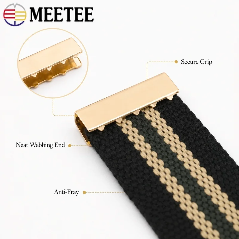 50Pcs 20-60mm Zinc Alloy Webbing End Clips Serrated Tail Clamps for Strap Tip Finishing Belt Ribbon Termination Repair Hardware