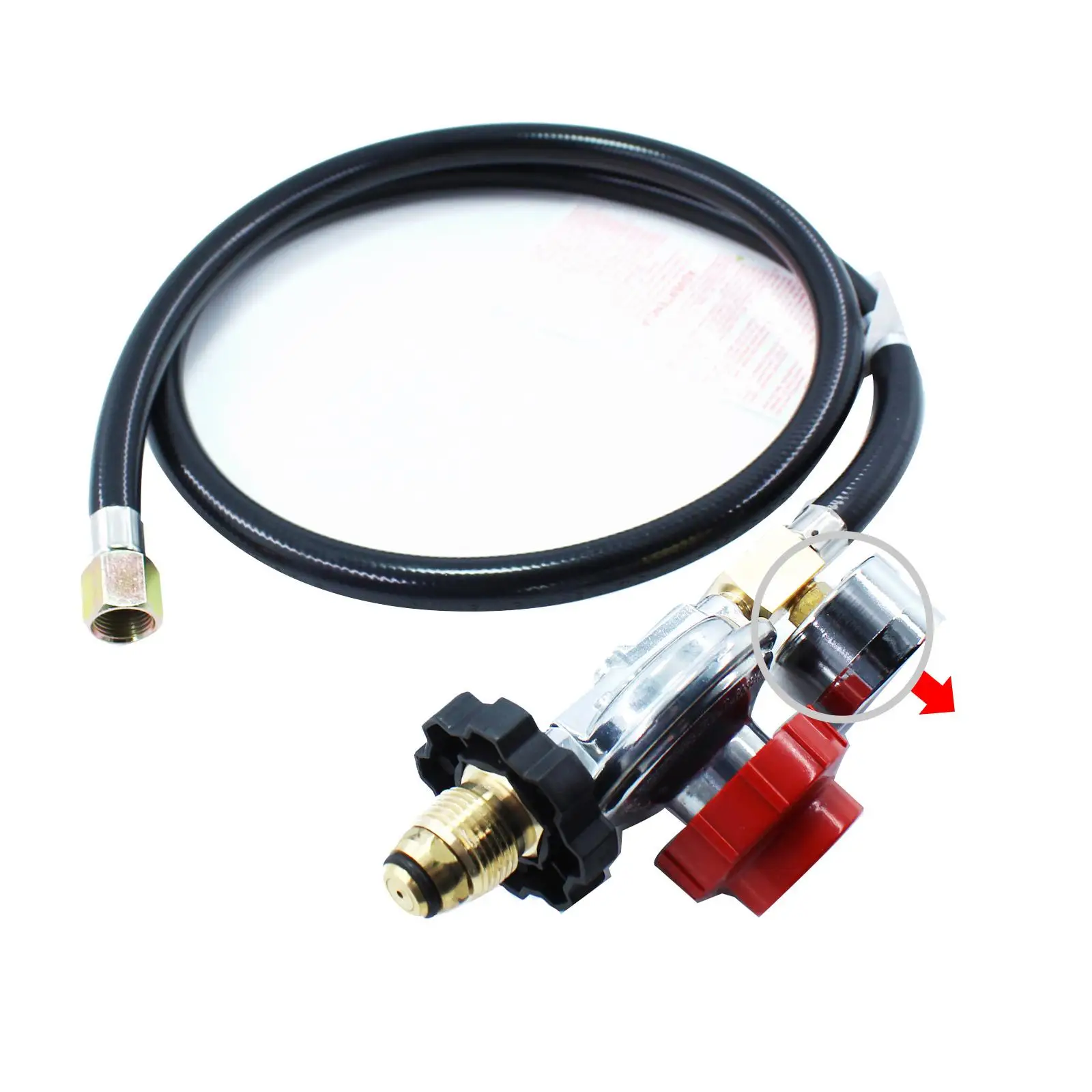 High Pressure Gas Regulator, 30PSI Gauge Adjustable Pol Connector for Camping