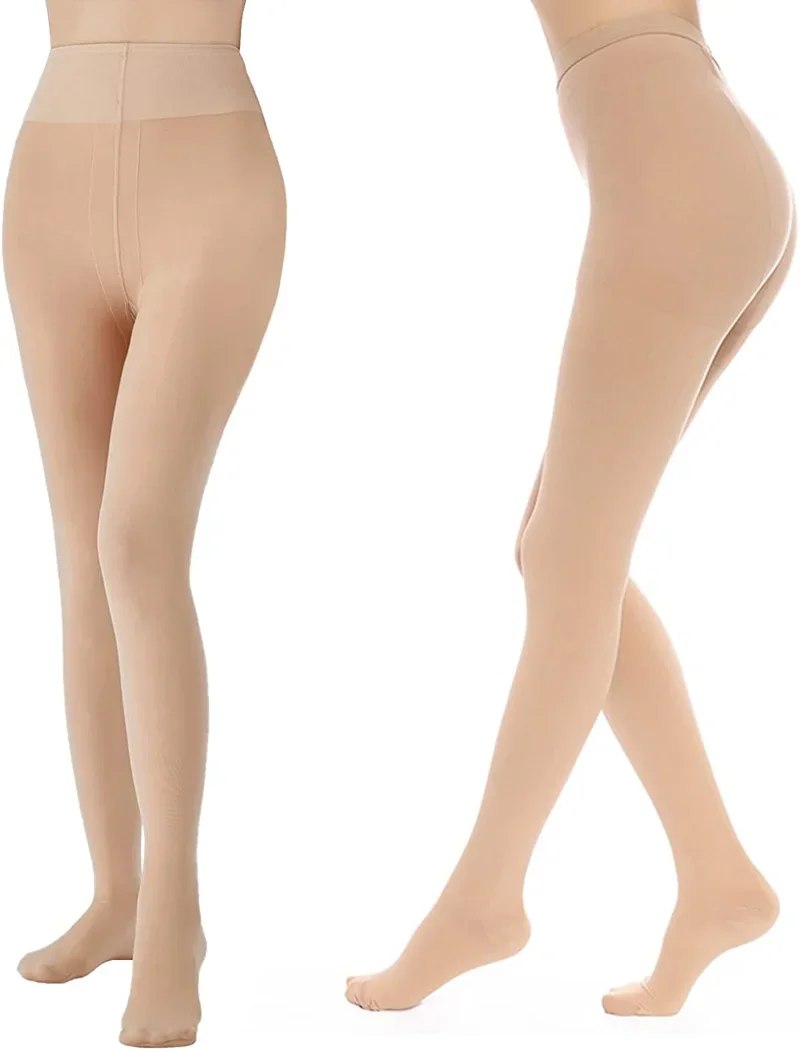 Women's Medical Compression Pantyhose 23-32 mmHg Thick Opaque Stockings for Varicose Veins Graduated Compression Support Closed
